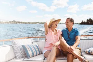 Older couple on boat