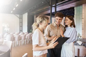 Young couple planning their wedding